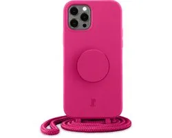 Just Elegance x PopSockets Telefoonhoesje met telefoonbutton [telefoon accessoires] voor Apple iPhone 12/12 Pro - Neon Roze