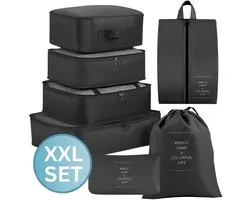 RENALUX Packing Cubes Koffer Set - Backpack Koffer Organizer Set - Auto Kofferbak - Kleding Organizer - Zwart