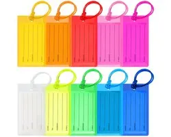 10 stuks - bagagelabels - gekleurde plastic PVC-labels - waterdichte PVC bagagelabels - bagagelabels voor bagage - bagagelabels - met touw - visitekaartjeshouders - met naam-ID-kaarten - voor ingecheckte koffers, reistassen en rugzakken - 11*6.5 cm