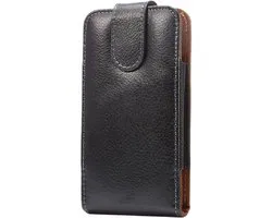 Leather Holster Executive Case belt Clip Rotary 360 Magnetic Closure voor Q-Mobile Q-Smart QS550 - Black
