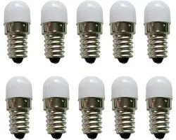 E10 LED-lamp, 3 V tot 24 V, warmwit, verpakking van 10 AC/DC E10 miniatuur schroef LED-lampen, zaklampen, 0,2 W, 3000 K (3 Volt)