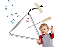 Driehoek Instrument - Percussiebel Staal - Muziek Leren - Roestvrij Antiroest Coating - 8 inch - Zilverkleurig