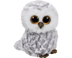 Ty Beanie Pluche uil - knuffel vogel - wit - 15 cm - bosdieren knuffel