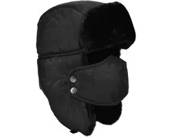 byou Aviator Hat Fur Hat Black Waterproof Unisex Winter Hat with Ear Flaps with Neck Warmer and Removable Mask for - ShopVlot