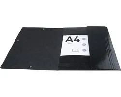 Exacompta 25x Chemise à élastiques 3 rabats Maxi capacity carte lustrée pelliculée 425gm2 Iderama A4 - Noir - 55821E