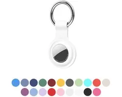 JUALL AirTag Porte-clés - AirTag Hanger - AirTag Case - Convient pour Apple AirTag - Siliconen Wit