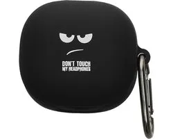 kwmobile Étui adapté pour Anker Soundcore Liberty 4 Pro - Housse en silicone pour écouteurs en blanc / noir / noir - Design Don't Touch My Headphones