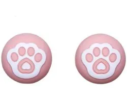 Scoby - Grips pour pouce - Accessoire pour manette - Protection pour joystick - Caches pour sticks analogiques - 2 pièces - Rose avec pattes de chat