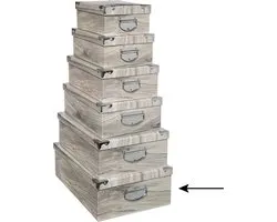 5Five Boîte/boîte de rangement - 2x - Impression bois clair - L48 x L33,5 x H16 cm - karton robuste - Treebox