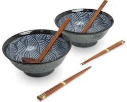 Edo Japan - Ramen Bowl SET/6 2PERS Japanse Golf O/22CM|H9CM