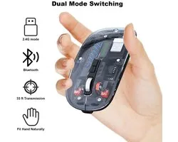 Muis - 2x Bluetooth + 2,4 GHz USB-ontvanger - MOBILITY LAB - PHANTOM - Wit en transparant