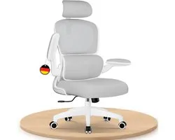 Elekiatech Chaise de Bureau Ergonomique - Chaise de Bureau avec Accoudoirs Pliables - Chaises de bureau pour Adultes - 150 Kg - Grijs
