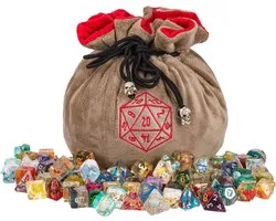 JOYADICE® D&D Dice Bag | Dungeons and Dragons dicebag | Zachte Pluche Opbergzak | DnD storage bag | Dobbelstenen Zak Pouch | Polydice bag | Fluweel | Bruin Beige
