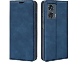 Coque Motorola Edge 50 Fusion - Bookcase portefeuille de Luxe (fermeture magnétique) - Blauw - Étui pour téléphone portable - Étui de téléphone adapté pour : Motorola Edge 50 Fusion