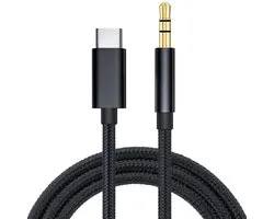 JUALL Câble USB-C vers Aux Car - Jack 3,5 mm vers USB C - Câble Audio Aux Casque - Convient pour Samsung, Huawei, Xiaomi, Oppo - 1 Mètre - Zwart Tressé