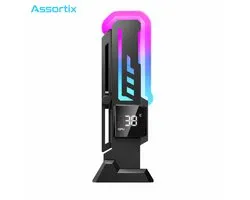 Assortix® GPU Holder Z-X7 Pro – Verstelbare Grafische Kaart Steun – GPU Support Bracket – ARGB Verlichting – GPU & CPU Temperatuurdisplay – Anti-Sag – Zwart