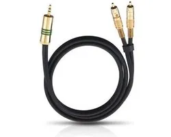 Oehlbach 2056 Cinch / Jackplug Audio Aansluitkabel [2x Cinch-stekker - 1x Jackplug male 3,5 mm] 1.00 m Zwart Vergulde s