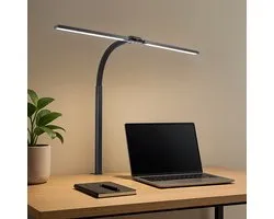 Goliving Bureaulamp met Klem XL - 78 CM - LED Dimbaar met Afstandsbediening - Klemlamp - Tafellamp - Leeslamp - Flexibel - Ledlamp - Touch Bediening - Softclose - Zwart