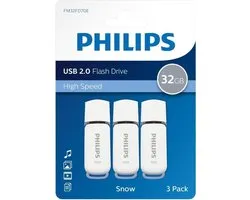 3-Pack Philips USB Stick 32 GB - USB 2.0 Type-A 3.2 Gen 1 (3.1 Gen 1), Shadow Grey/ Wit