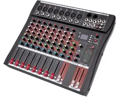 Paco Goederen® - Mixeur audio stéréo professionnel - Console de mixage - Console de mixage 8 canaux - Bluetooth - Mixeur audio numérique USB