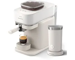 Philips Baristina + Melkopschuimer Bundel - BAR308/00 - Semi-Automatische Espressomachine - Pistonmachine - Koffiemachine met bonen - 2026 Editie - Wit