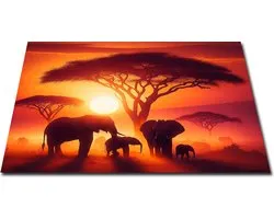 Protection induction Papillon - Tapis de protection antidérapant - 60x52 - Éléphants au lever du soleil