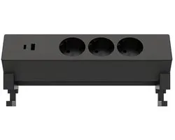 Stekkerdoos euroseats opbouw 3voudig usb a+c zwart