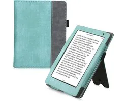 kwmobile hoes voor e-reader geschikt voor Kobo Aura H2O Edition 2 - Cover met standaard in mintgroen / donkergrijs - Kunstleer