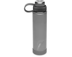 EcoVessel - The Boulder - Bouteille isotherme TriMax en acier inoxydable avec bouchon à vis et filtre amovible - 709 ml - Gris ardoise