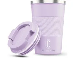 Castagnola Thermos Cup - Coffee Cup To Go - Tasse de voyage pour Café et Thee - Tasse à thé - 380 ML - Acier inoxydable - Violet clair