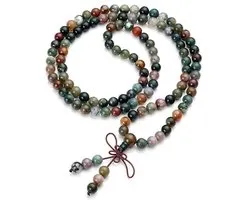 Marama - wikkelarmband Agaat Colors - edelsteen - elastisch - mala - damesarmband - 108 kralen - ketting