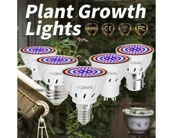 Mundo® - Hoogwaardige groeilamp met 80 LEDS (E14 kleine fitting) - bloeilamp - kweeklamp - grow light - growlight - groeilicht - kweekbak - kweekkas