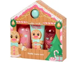 Kerst Beauty Geschenkset - Cookie Wishes Body Care Set | Bubbelbad - Bodylotion - Douchegel - Badbom | Lebkuchen - Gingerbread - Gemberkoekjes Geschenkset - Cadeauverpakking - Kerstcadeau
