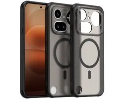 MobyDefend Hoesje - Geschikt voor Nothing Phone (4a) Pro - Case Geschikt voor MagSafe - Mat Transparant Met Gekleurde Rand - Zwart