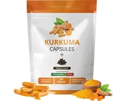 Capsules de Curcuma 120 Pièces | 1210 mg par jour | Végétarien | Capsules de curcuma Pure de haute qualité avec poivre noir | Safran des Indes | Curcuma Longa