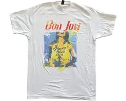 Bon Jovi - Slippery When Wet Original Cover Heren T-shirt - M - Wit